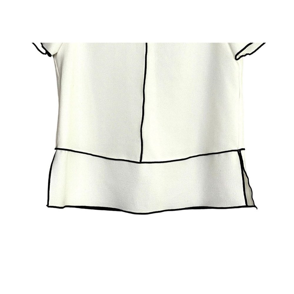 Zara Short Sleeve Contrast Side Slit Lightweight Blouse - Picture 8 of 12